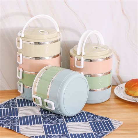 stainless steel thermos bento lunch box food container round shape|bento thermal lunch box container.